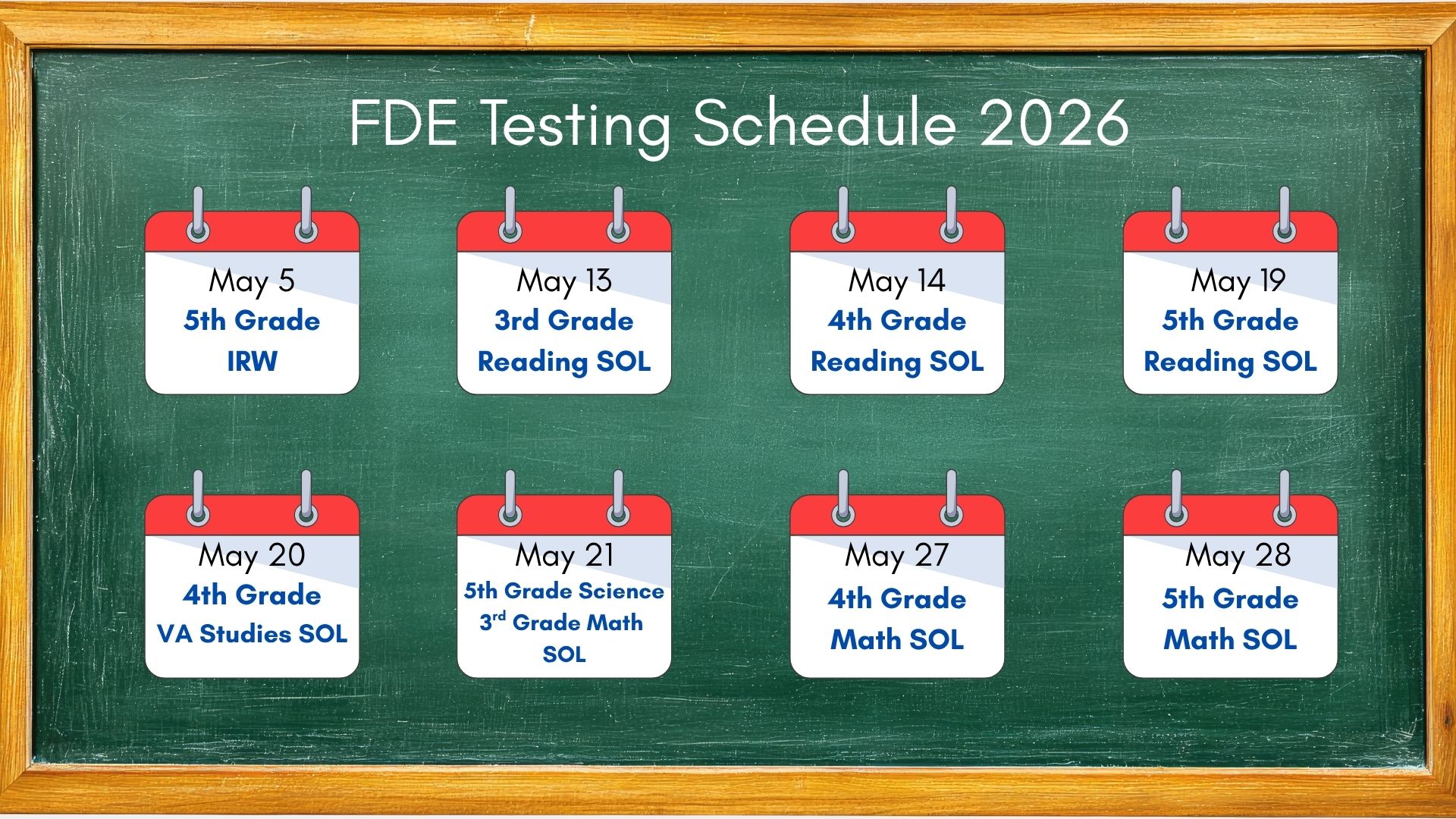 SOL Testing Schedule