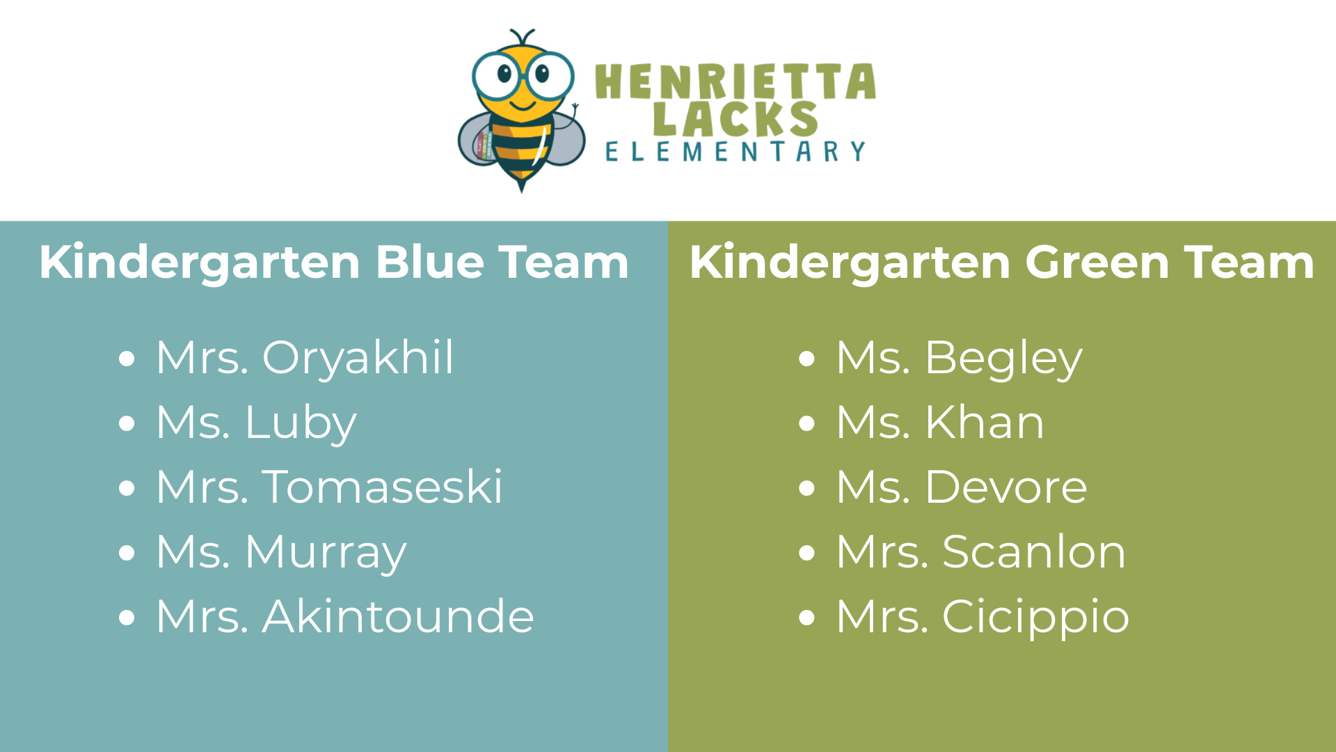 HEN Kinder Green & Blue Teams