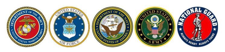Badges of the different military branches