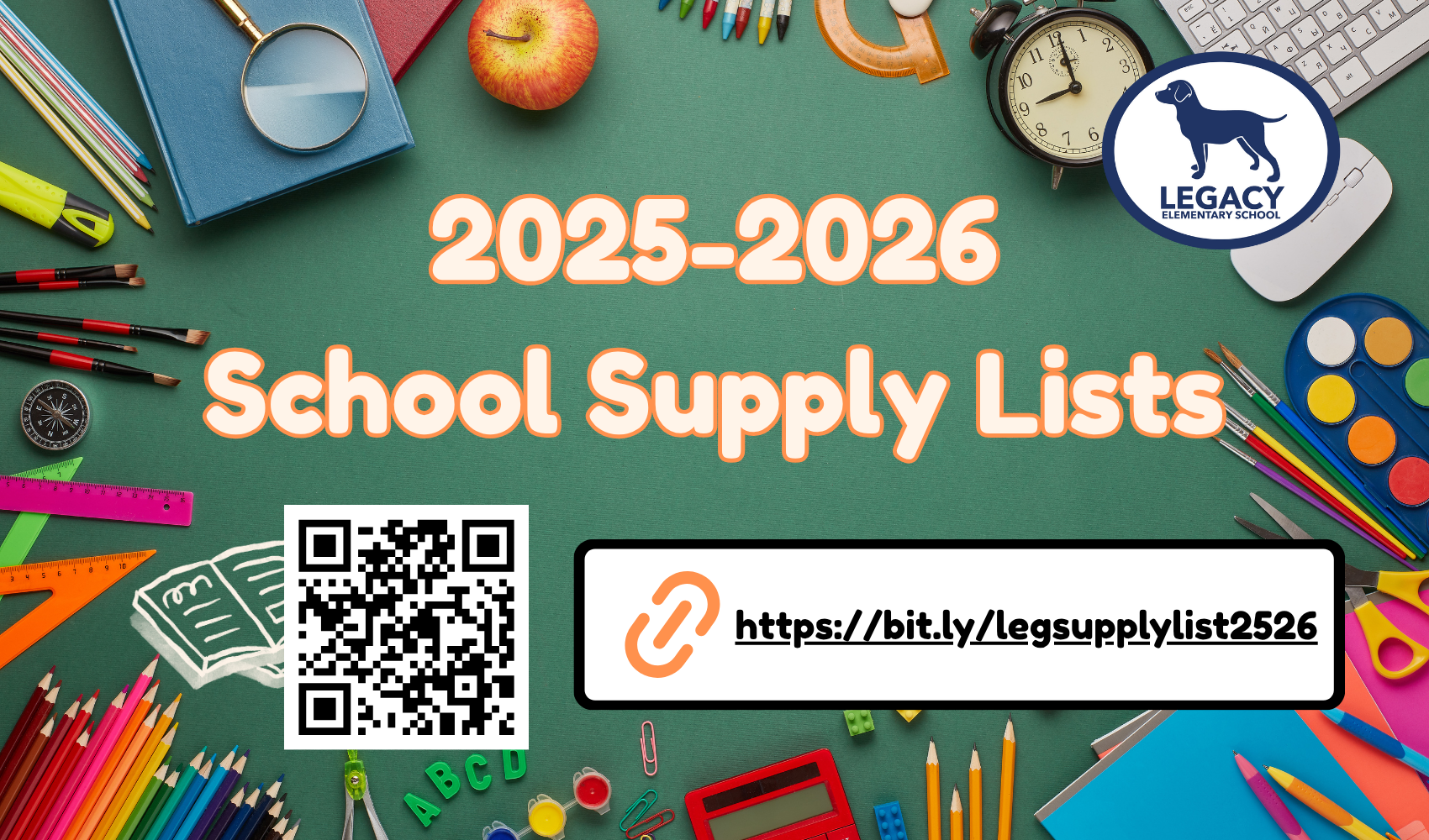 School Supplies By Grade Level for Legacy Elementary