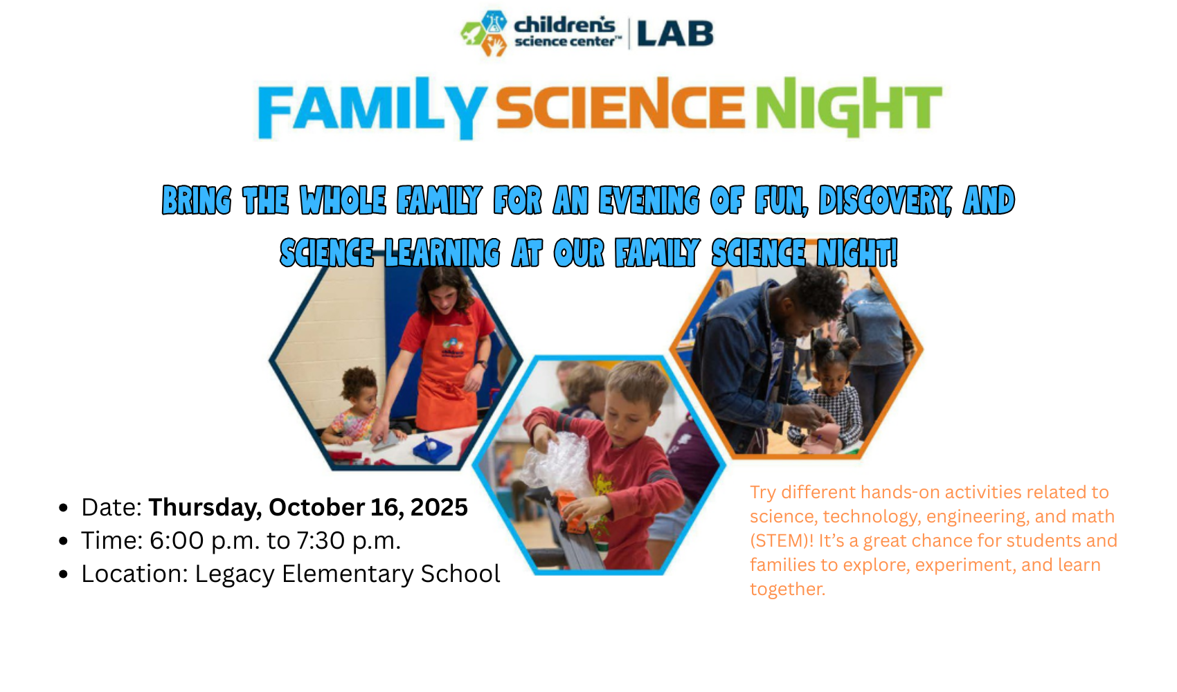 Family Science Night Thursday, October 16