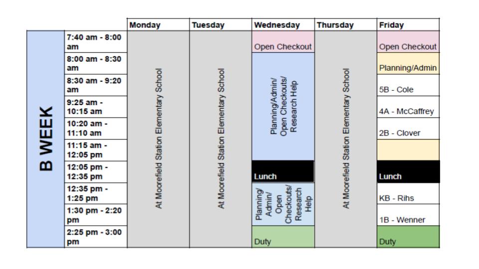 B Week Schedule