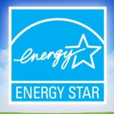 Blue and white Energy Star logo with a star and text on a light blue background.
