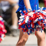 cheerleader handwith red, white and blue pompom