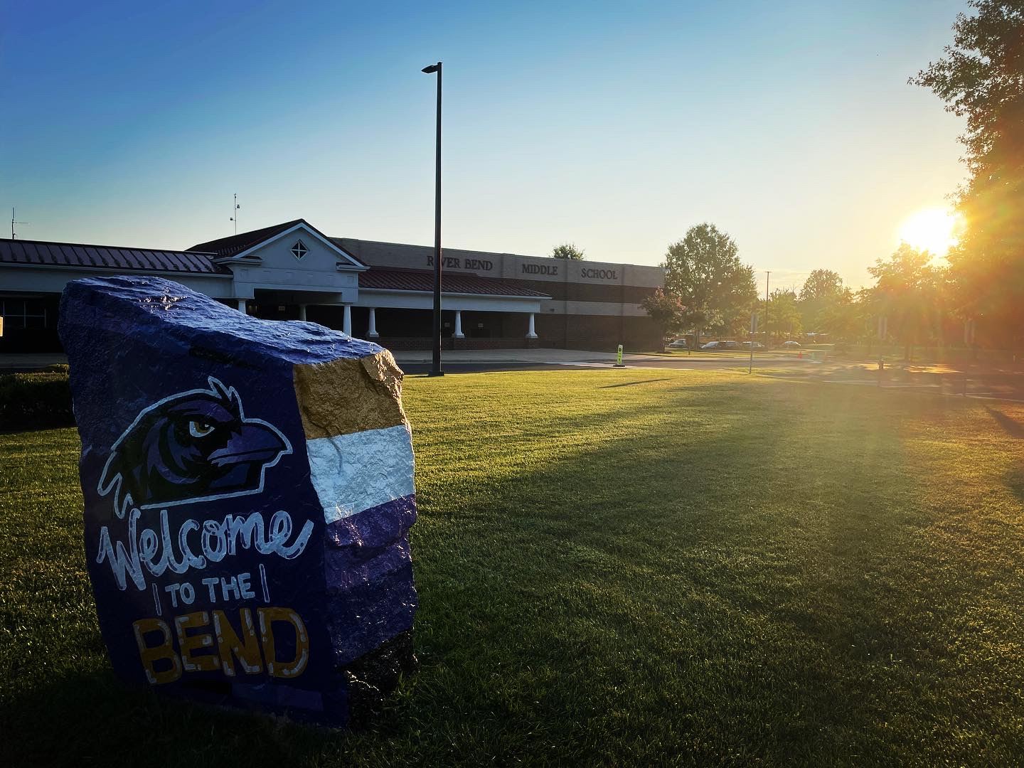 River Bend front entrance with sunrise 