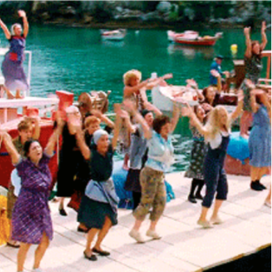 Picture of women dancing on a dock