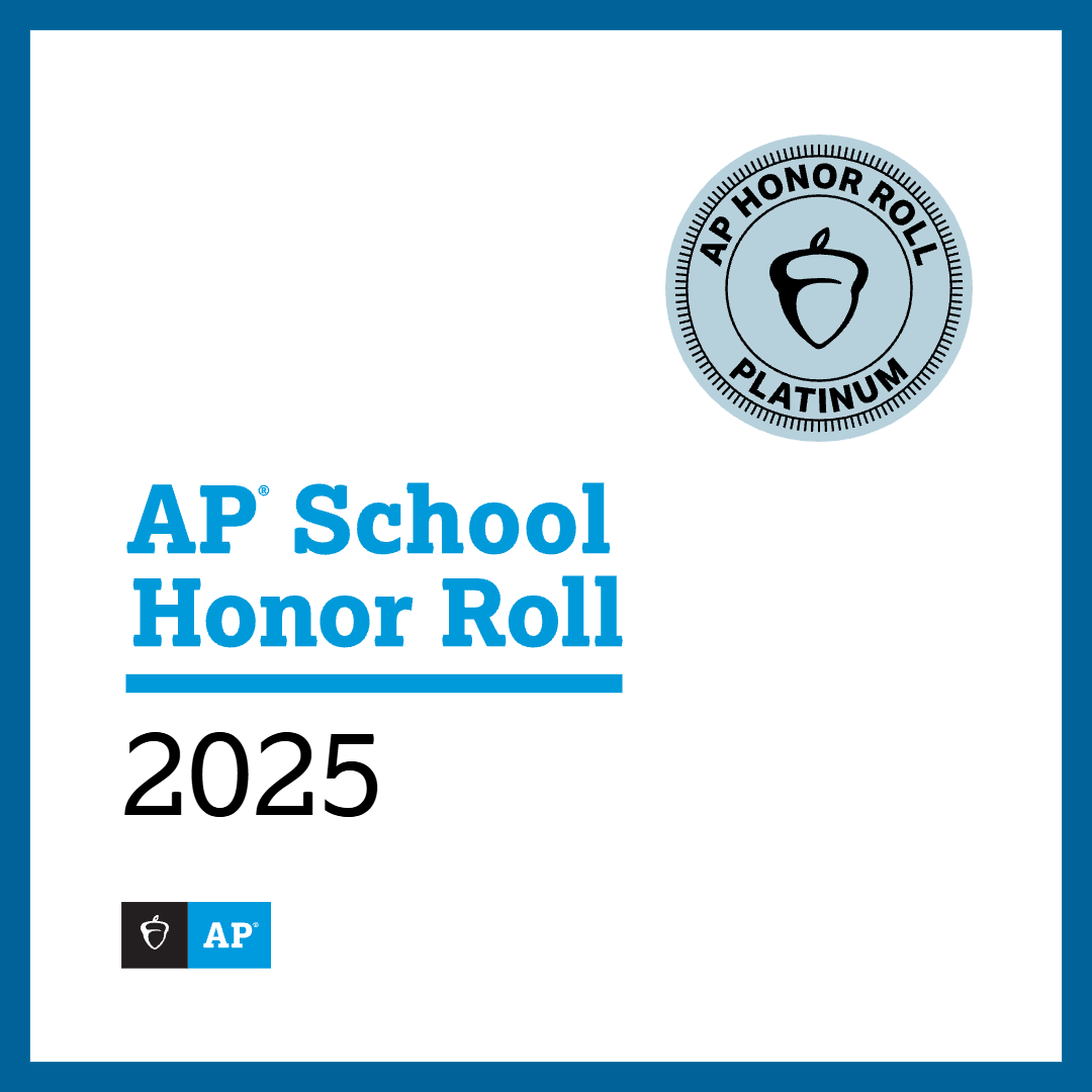 Badge that reads AP School Honor Roll 2025, noting a platinum level achievement.