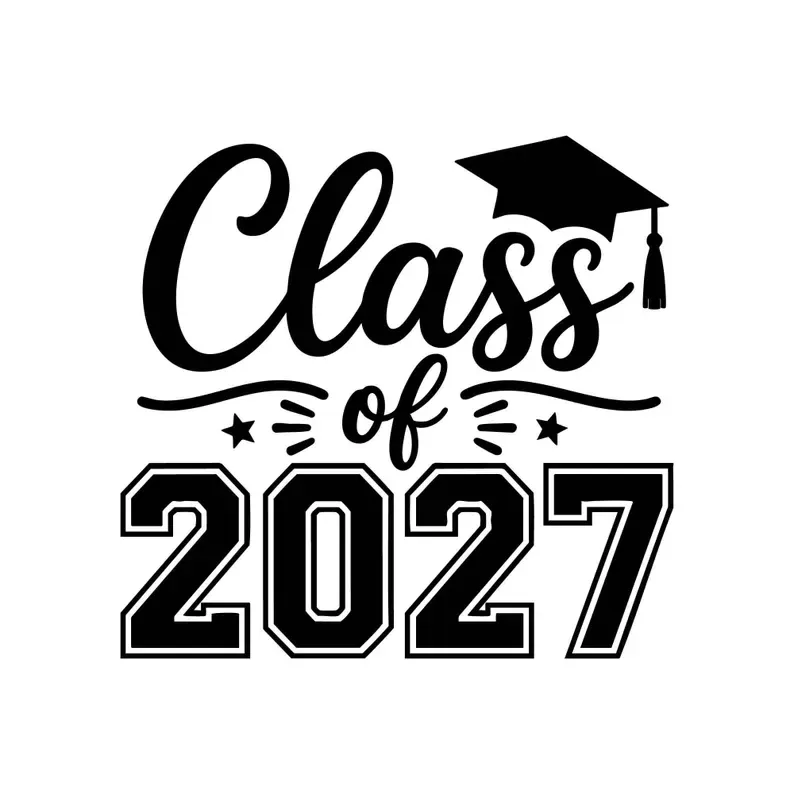 Black text reads "Class of 2027" with a graduation cap above it.