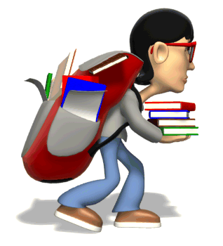 gif of a person walking while carrying a lot of books
