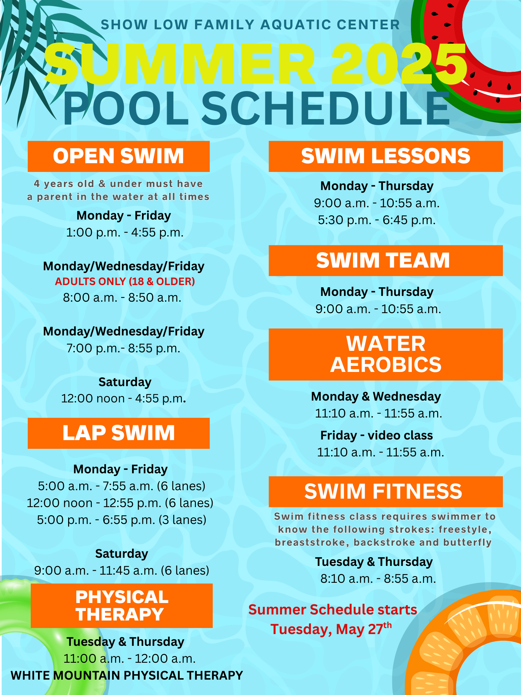 Aquatic Center Hours
