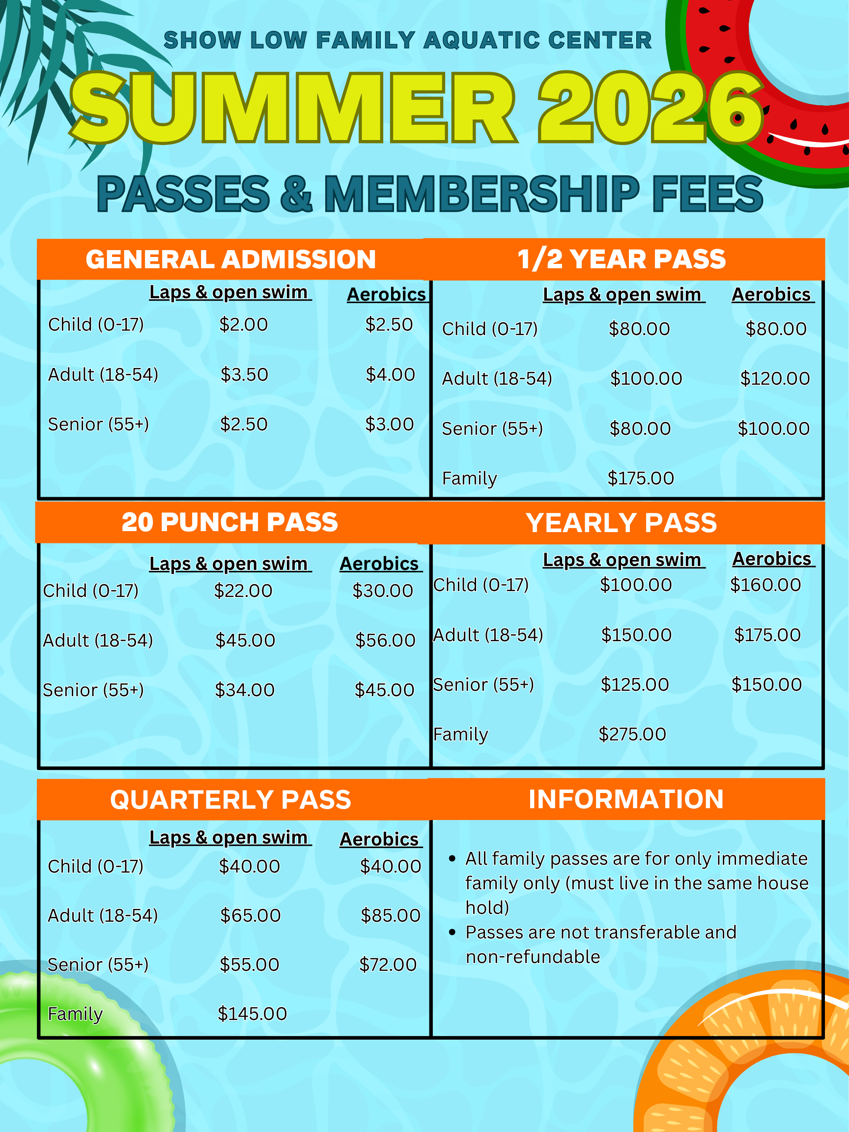 Aquatic Center Summer Hours
