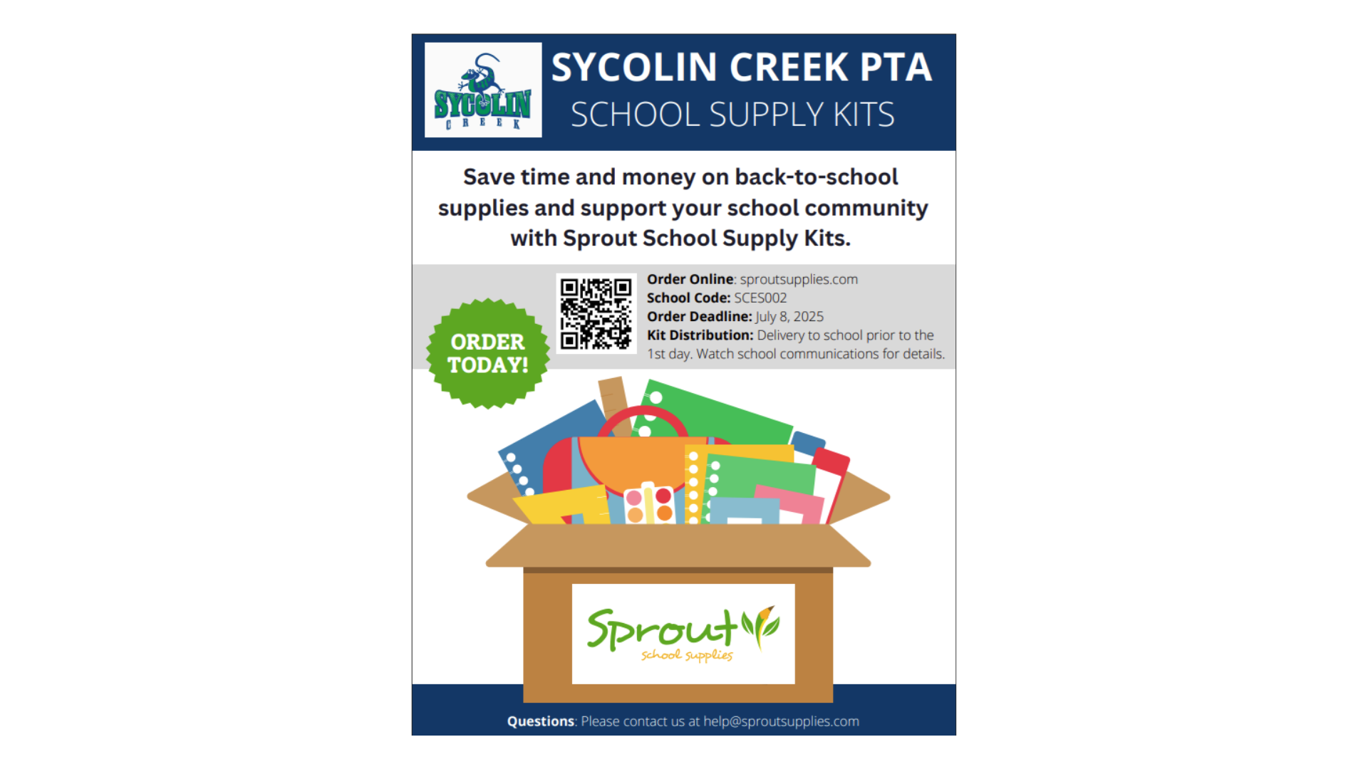 Sprout School Supplies - Order by July 8th!