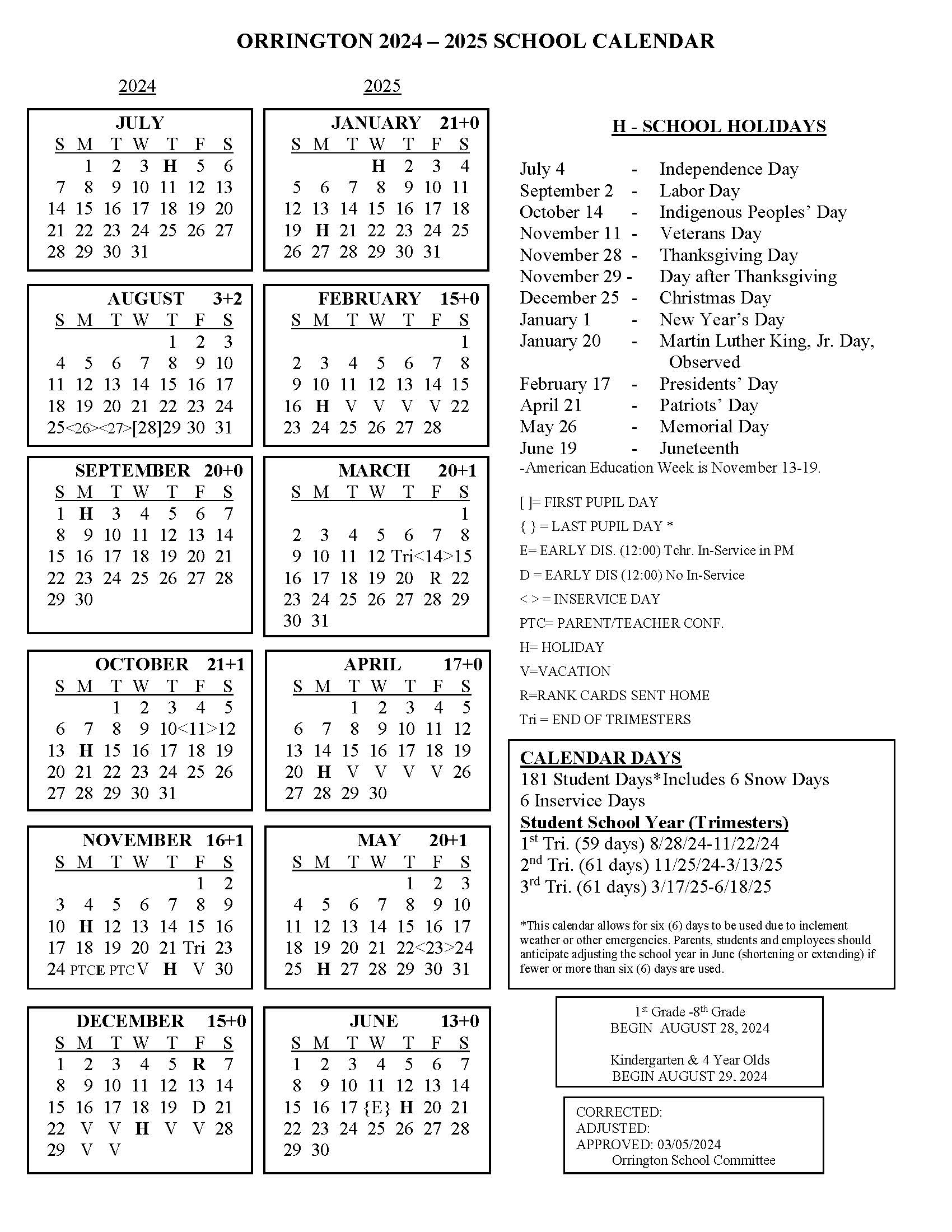 school year calendar 