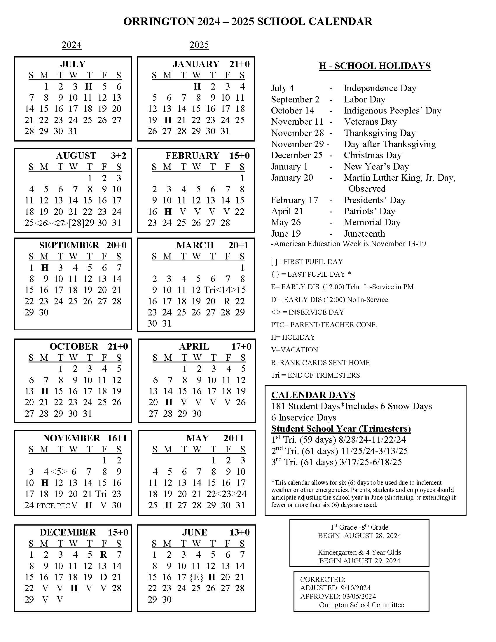 school year calendar 