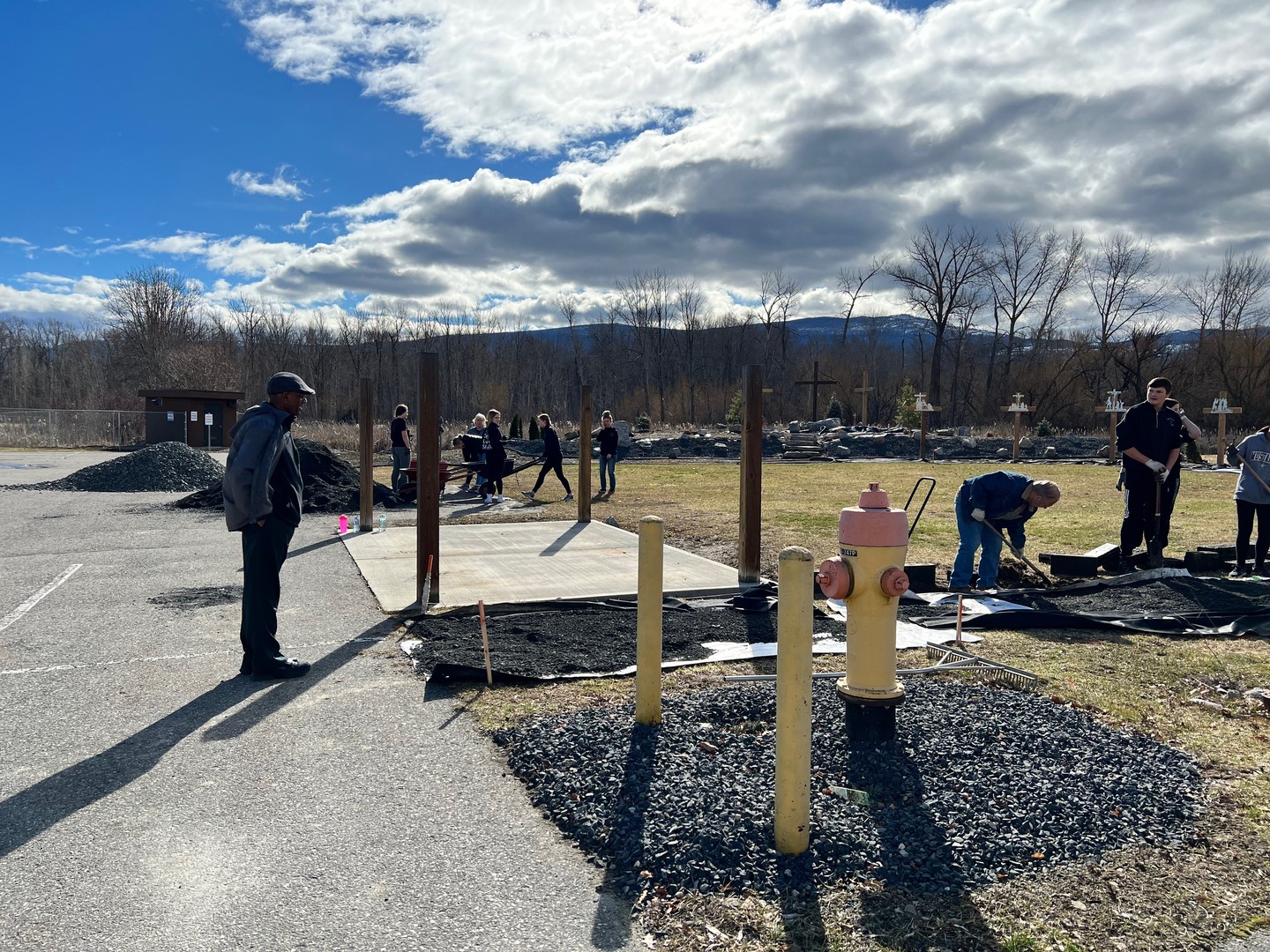 group of students and teachers outdoors playing