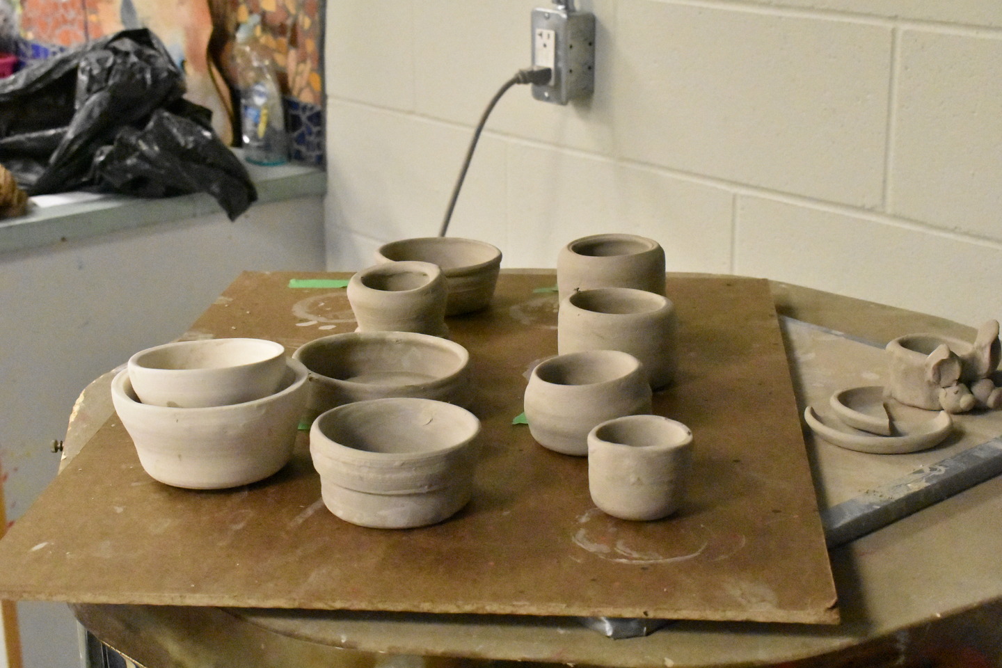 pottery pieces on a table