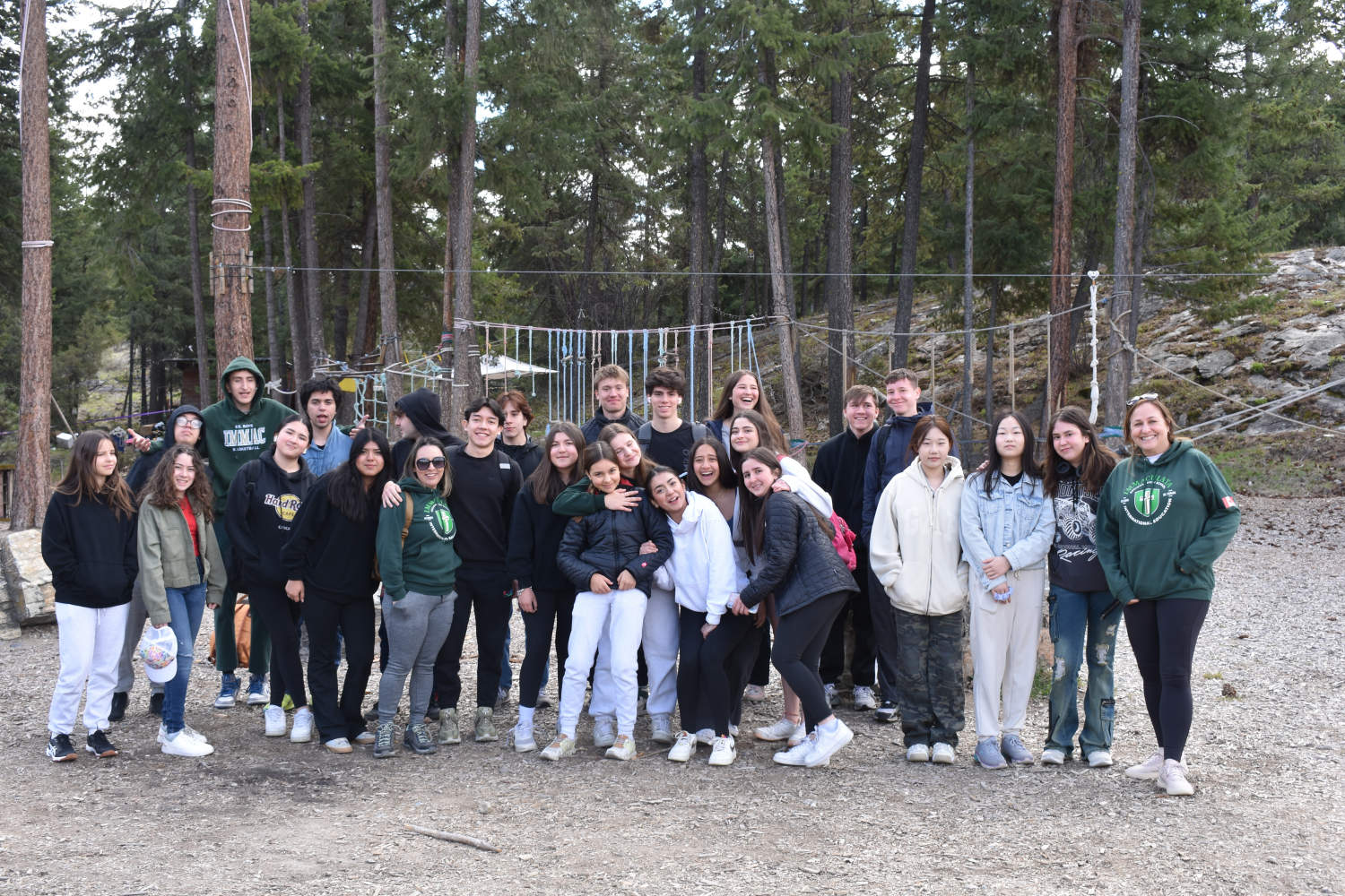 group of students at adventure park