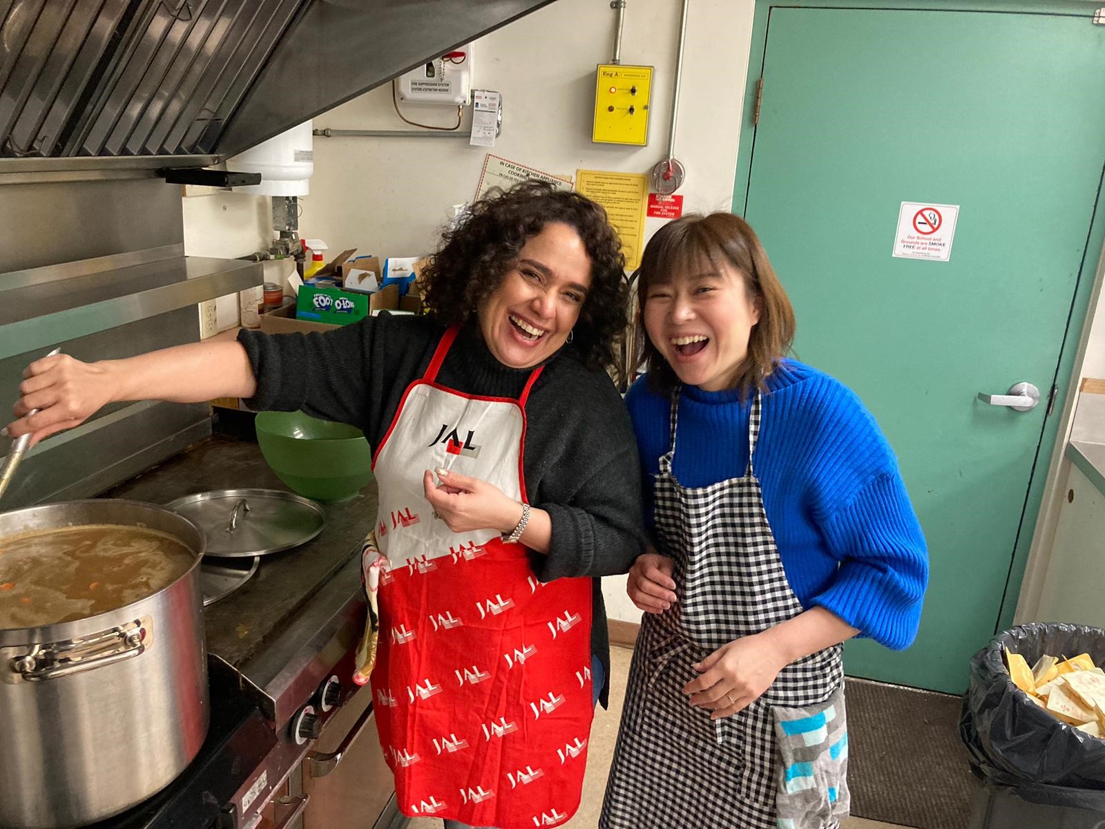 two ladies cooking