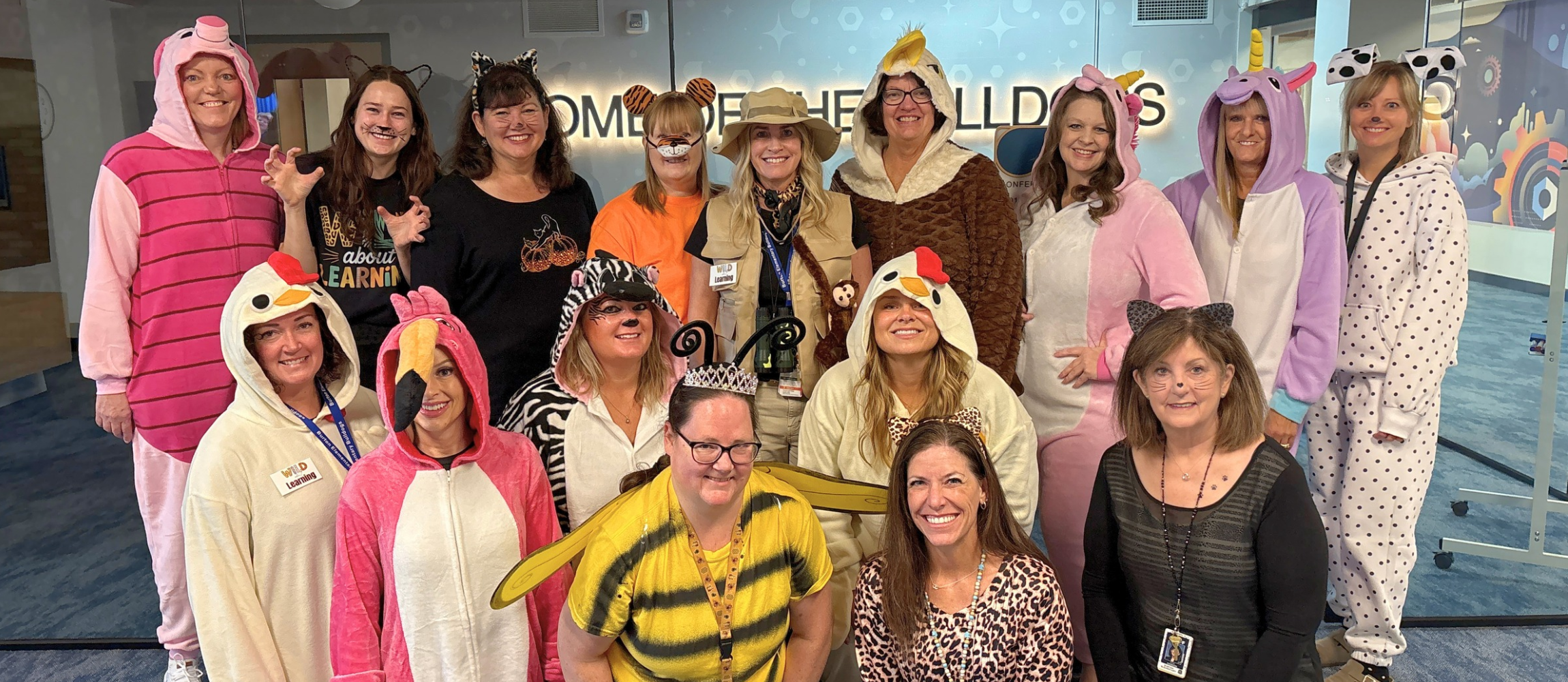 staff in safari animal costumes 