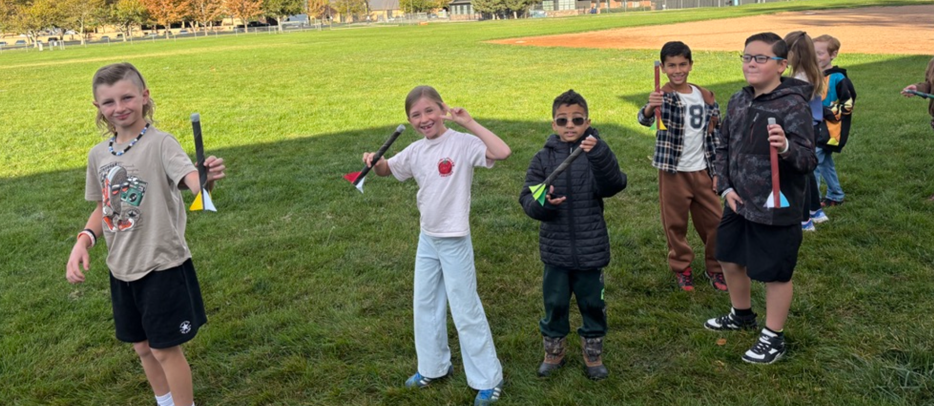 Students gathered outside for fun activity