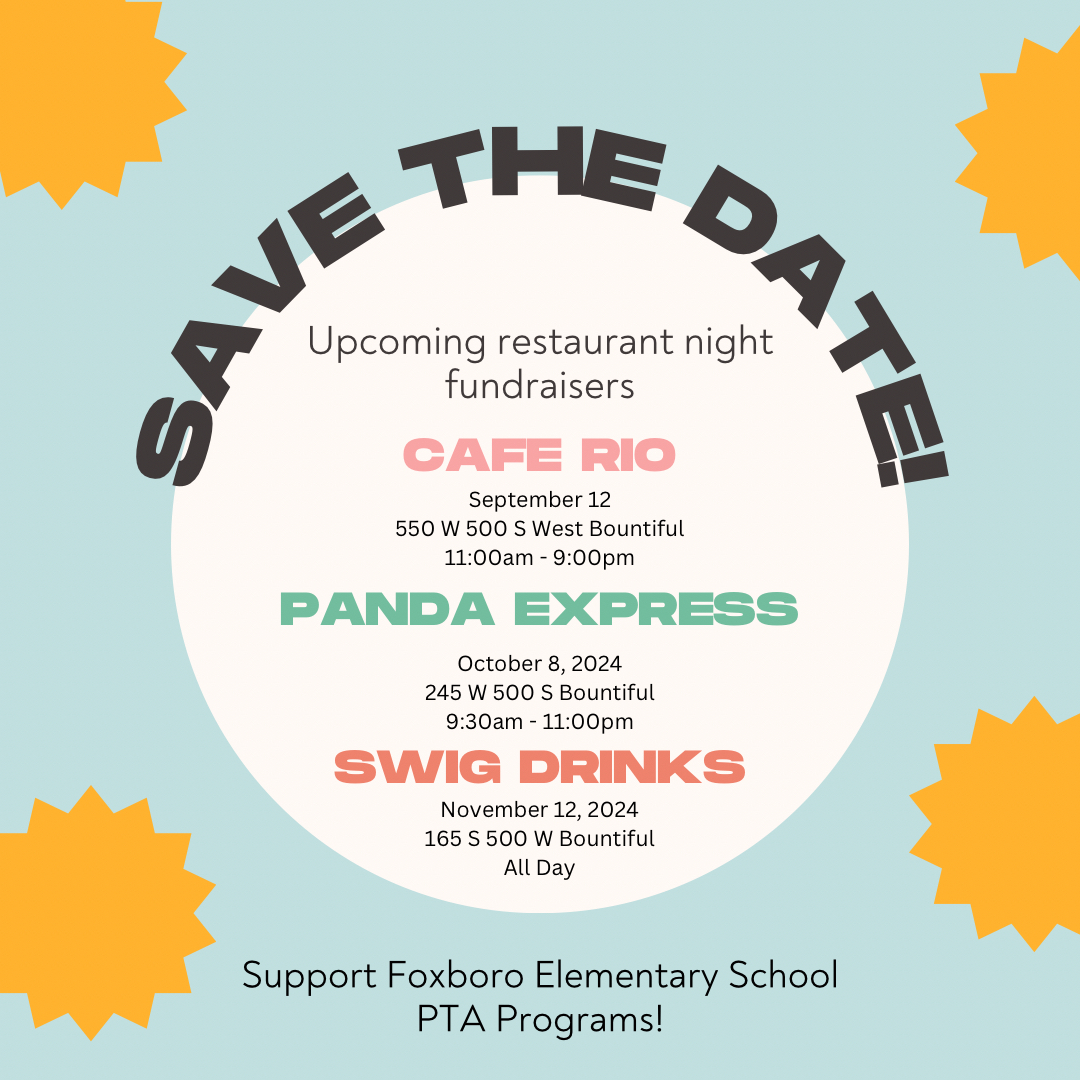 Save the date for PTA Restaurant Fundraisers