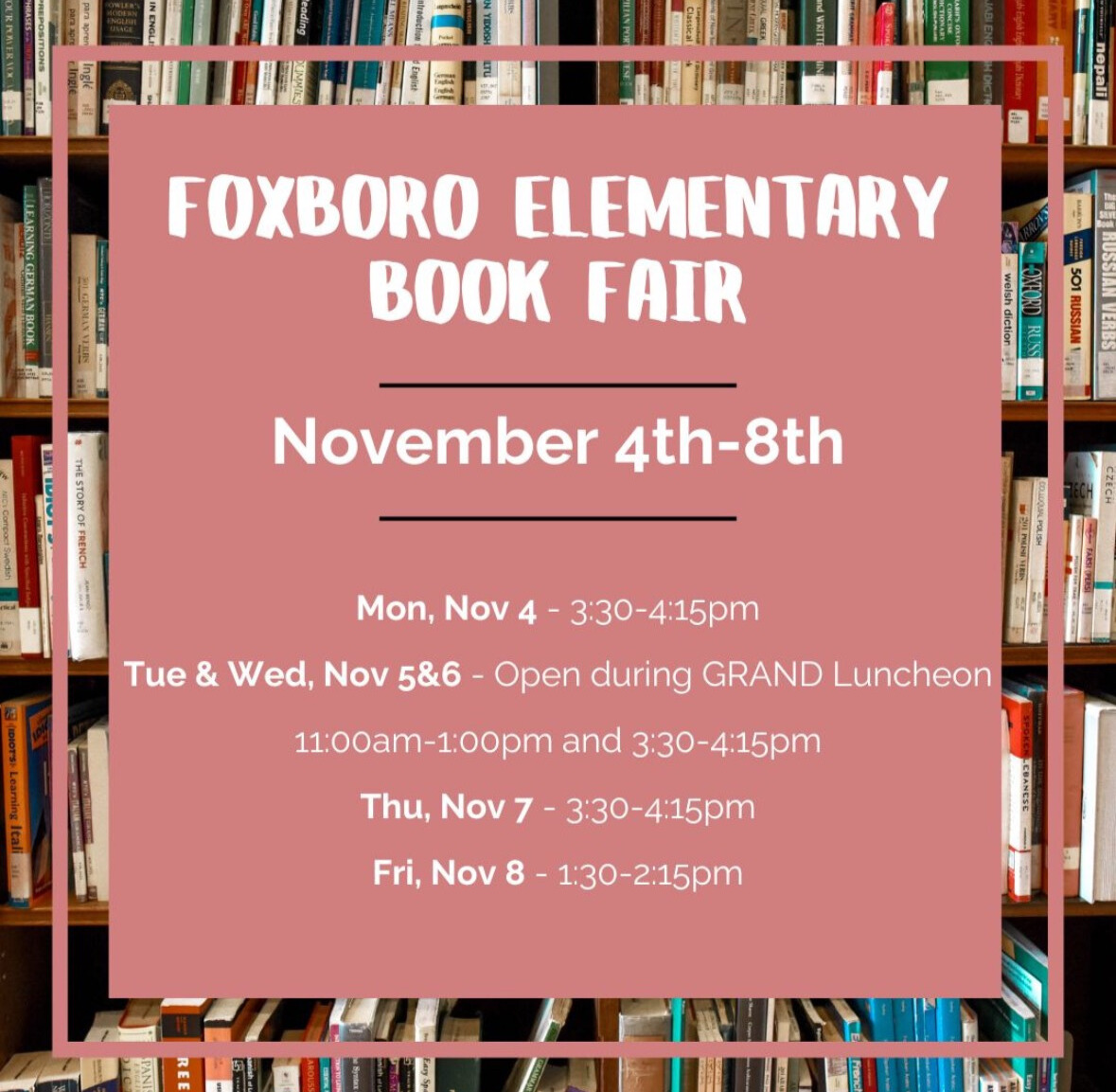 Foxboro Book fair hours