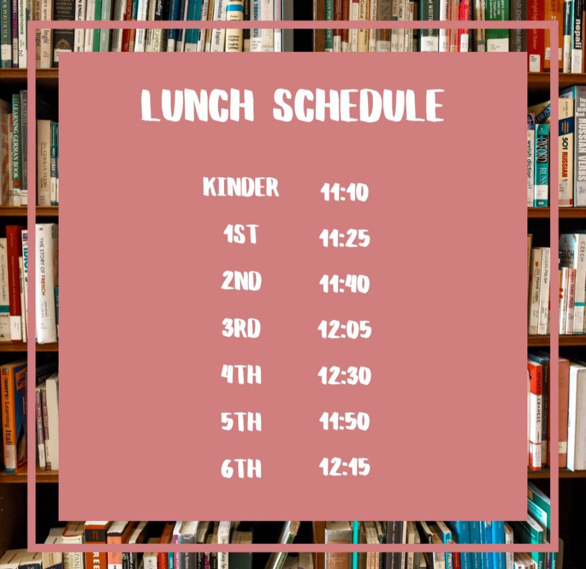 Lunch schedule