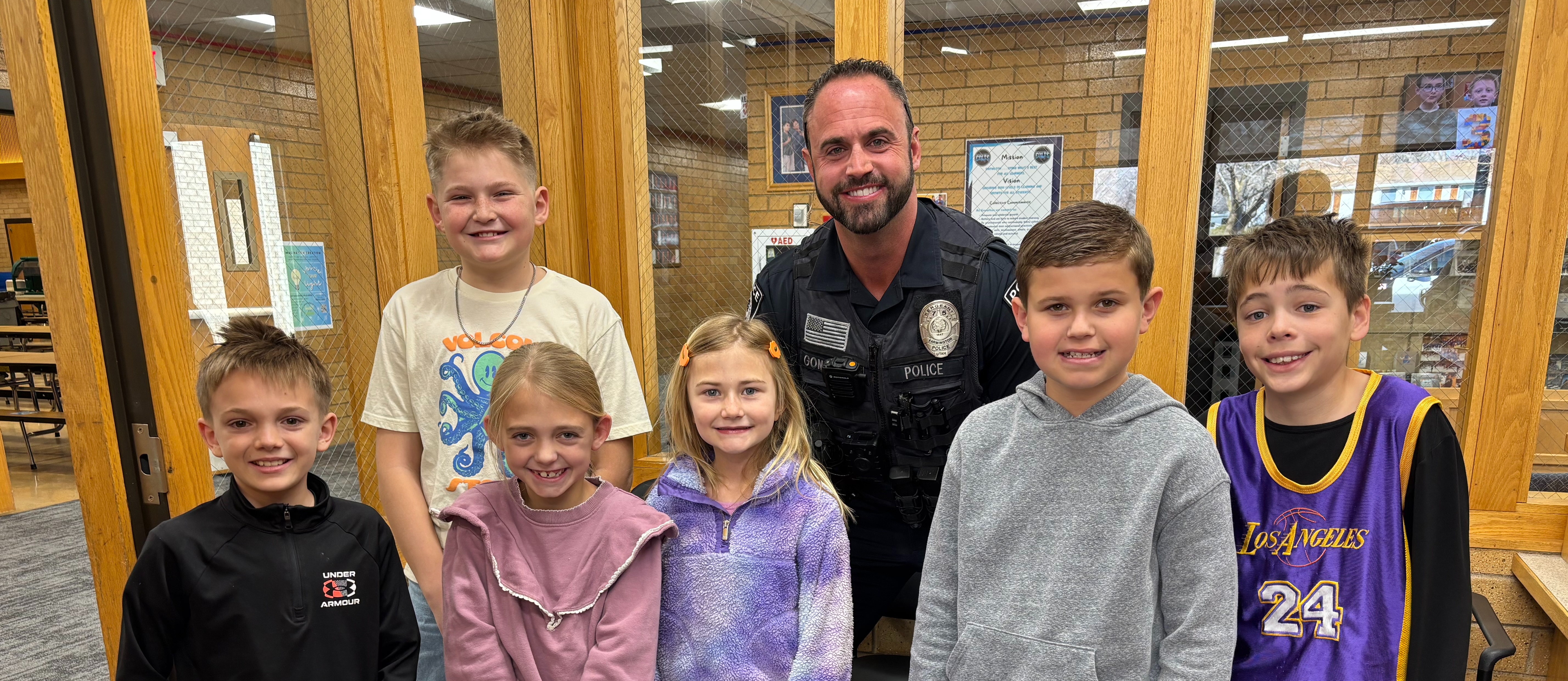 Students with police officer