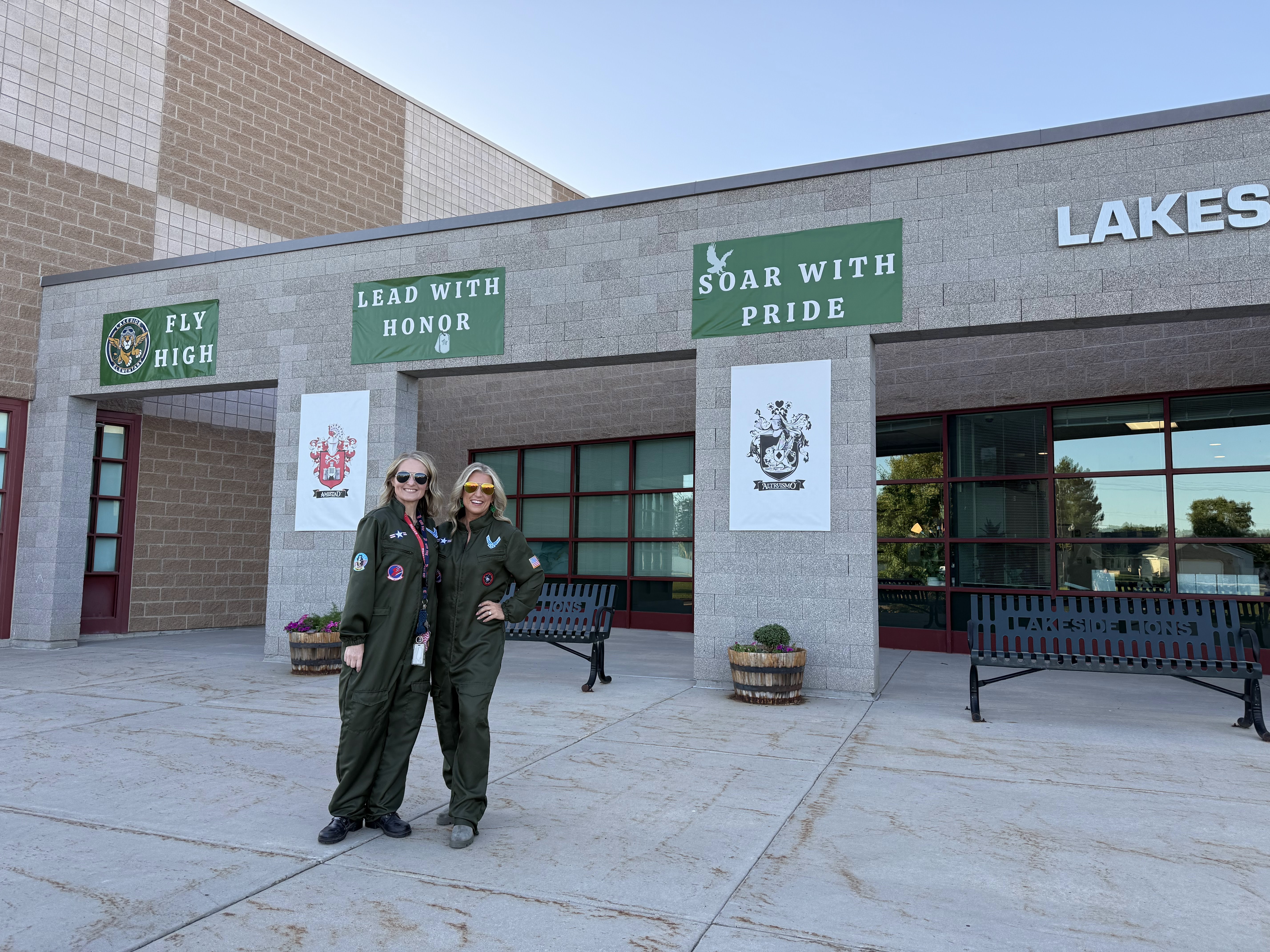 Mrs. Lowry and Mrs. Niederhauser on the first day of school