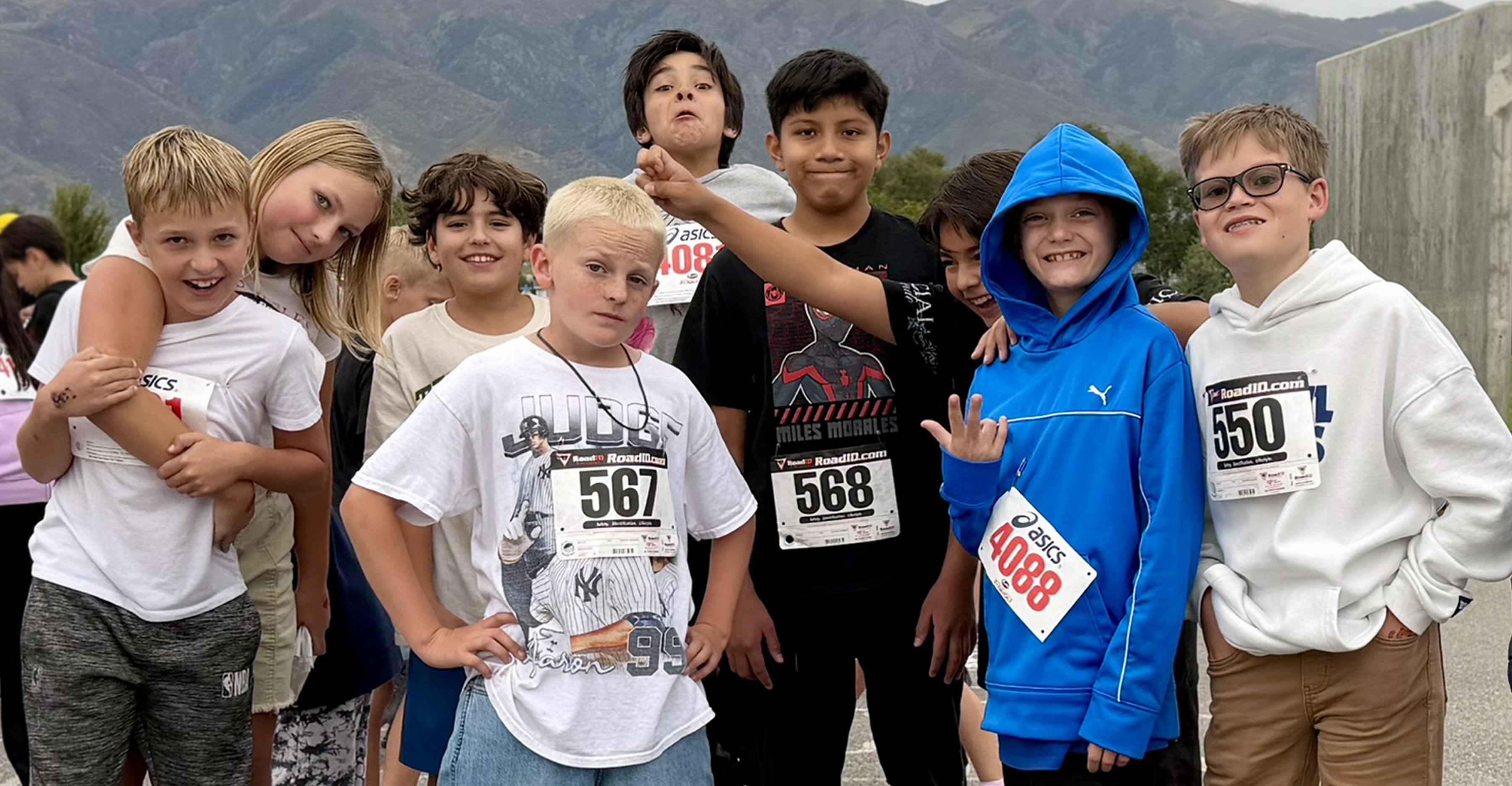 Students getting ready to run their laps at the Rock N Run PTA fundraiser activity. 