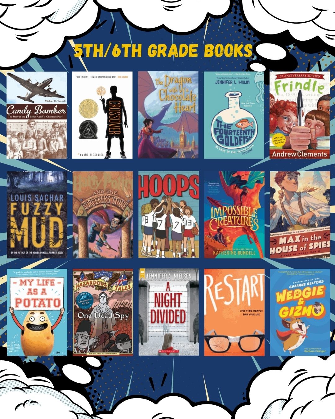 Picture of book covers for 5th and 6th grade book battles