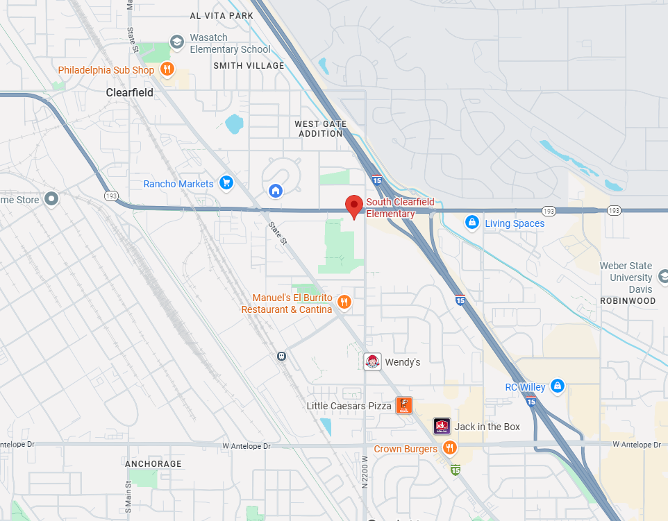 Google Map of the area around South Clearfield, South Clearfield Marked in Red