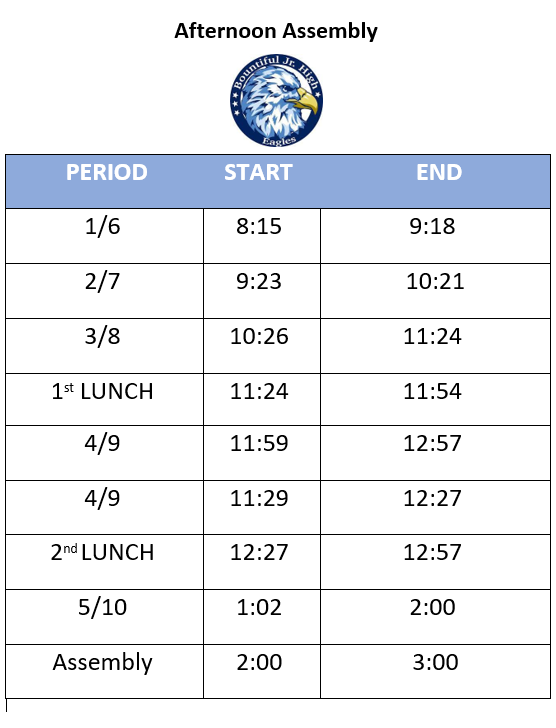 Afternoon Assembly Schedule