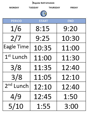 2nd Semester M, T, Th, F Bell Schedule