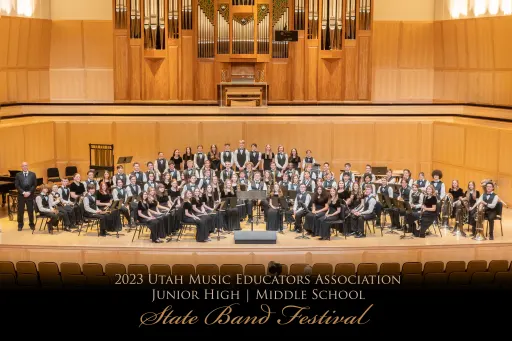 picture of the 2023 utah music educators association at the state band festival