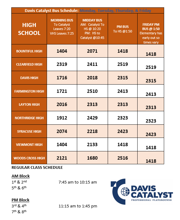 Main Bus Schedule