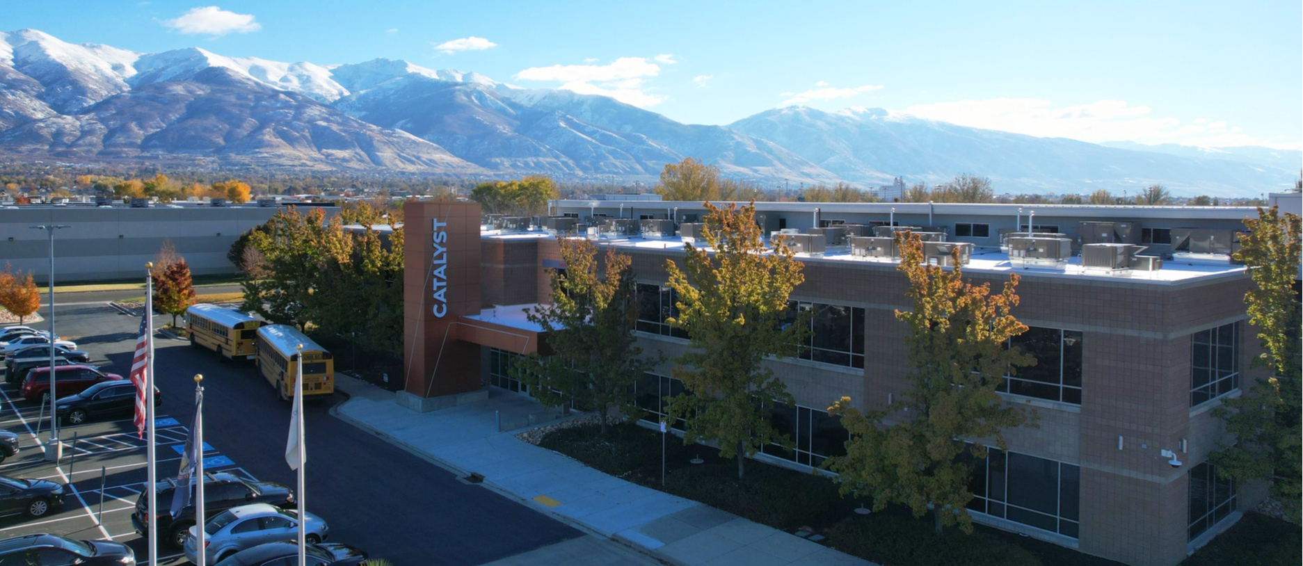 Davis Catalyst Center nw corner drone photo 2022 - Welcome to the Davis Catalyst Center, a magnet high school for all DSD high school students. We are part of the CAPS Network of schools focused on profession-based learning (Center for Advanced Professional Studies).