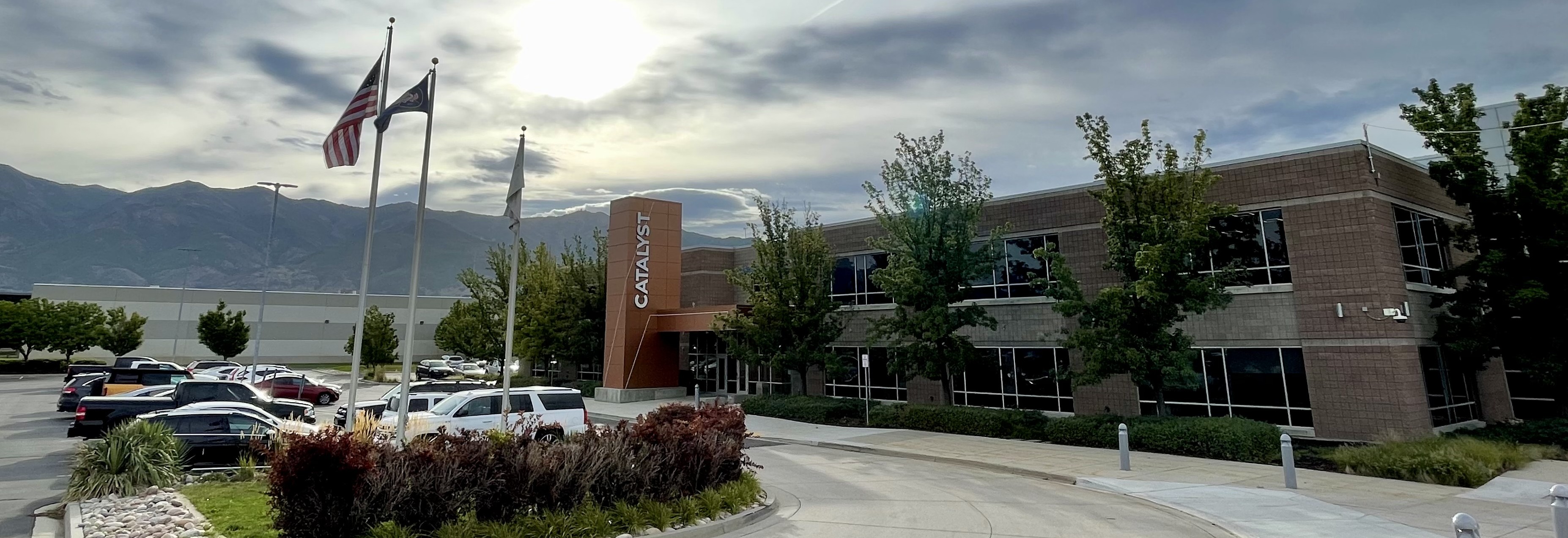 photo of the Davis Catalyst Center from the west side of the parking lot