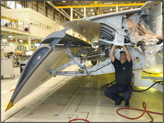 Technician working on a air vehicle