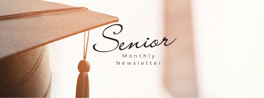 senior monthly newsletter banner with graduation cap