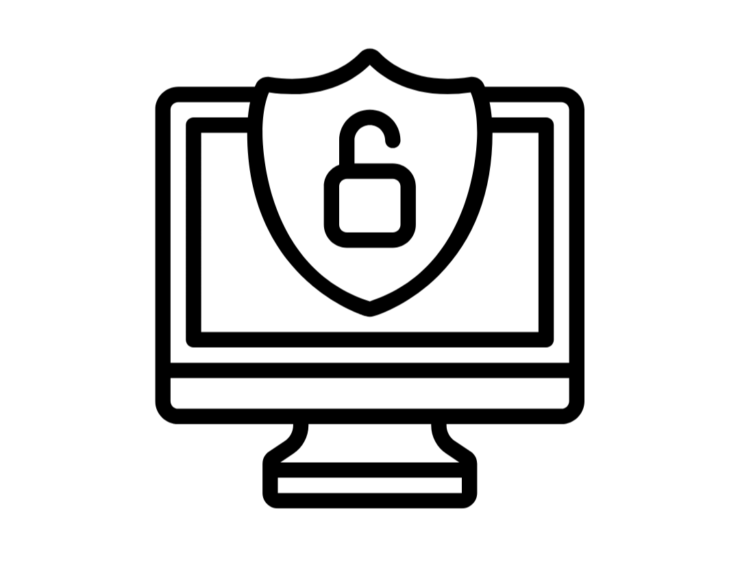 computer with security lock icon