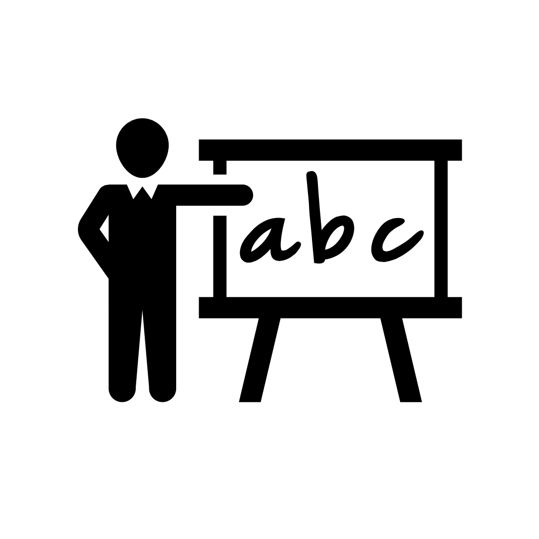 teacher with abc icon