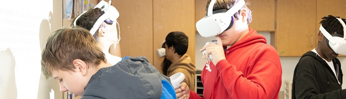 Students playing with VR