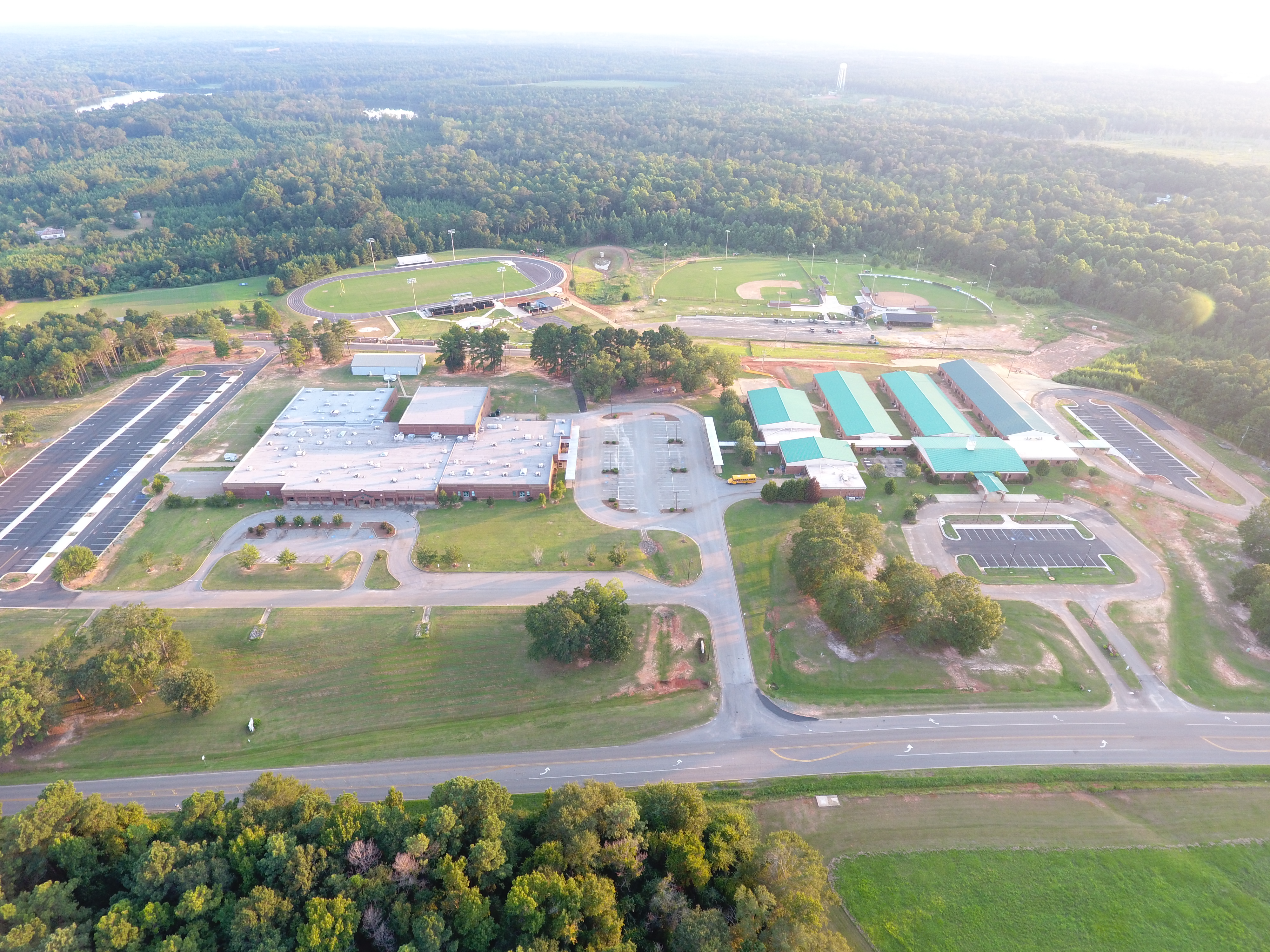 An aerial photo of the school district.