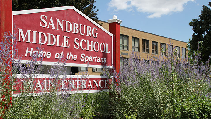 picture of Sandburg school entrance sign