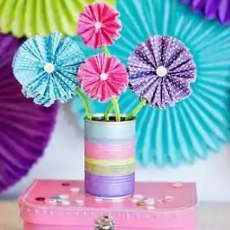 crochet flowers in a vase