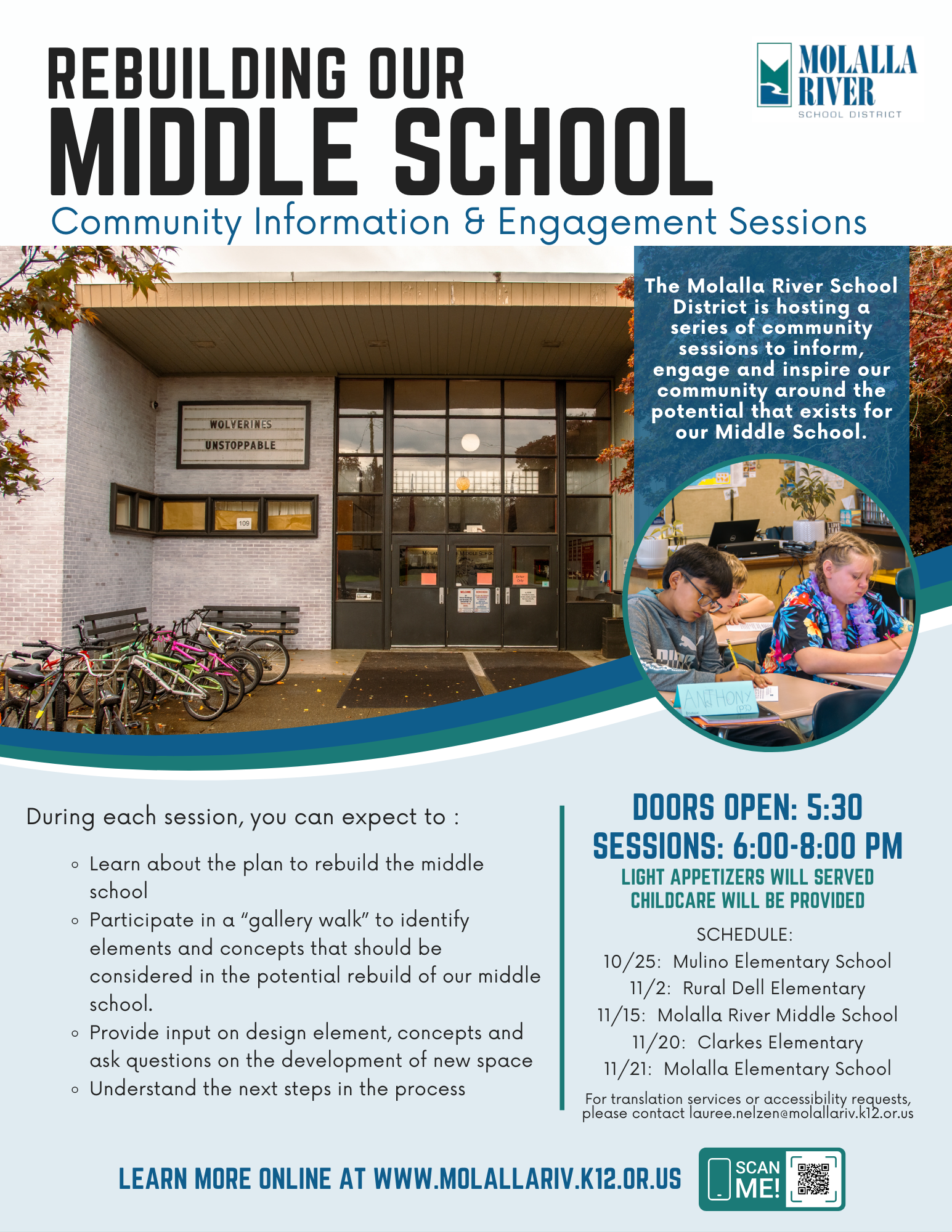 flyer about rebuilding our middle school