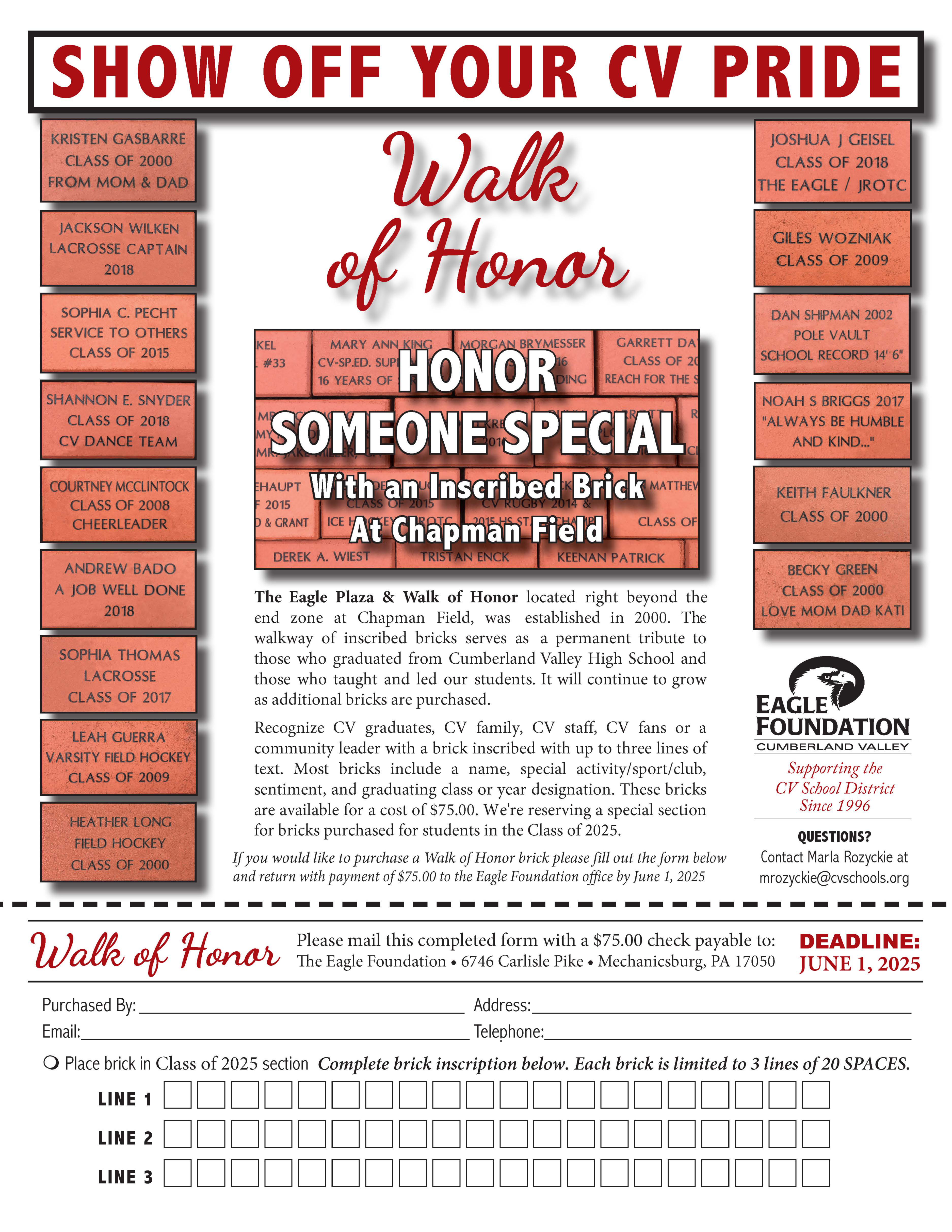 2025 Walk of Honor Form