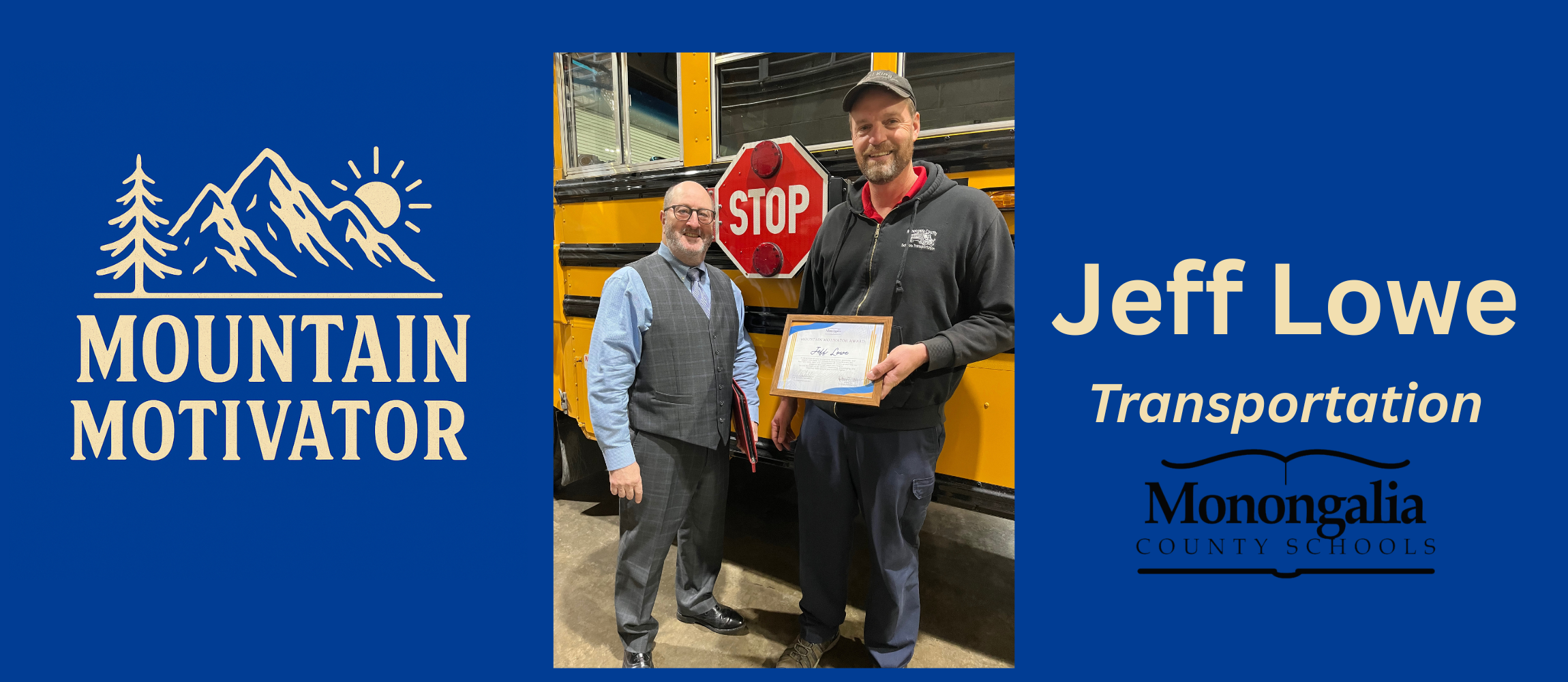 Jeff Lowe receiving the very first Mountain Motivator Award given by Dr. Eddie Campbell.