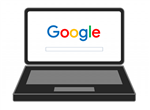 laptop with gogole logo
